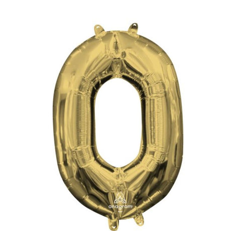 Elegant CI: Number 0 White Gold foil balloon, 40cm, perfect for celebrations and events, air-fill only.