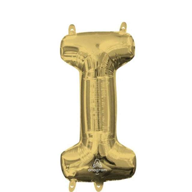 40cm white gold foil balloon in the shape of the letter 'I', perfect for elegant celebrations and themed parties.