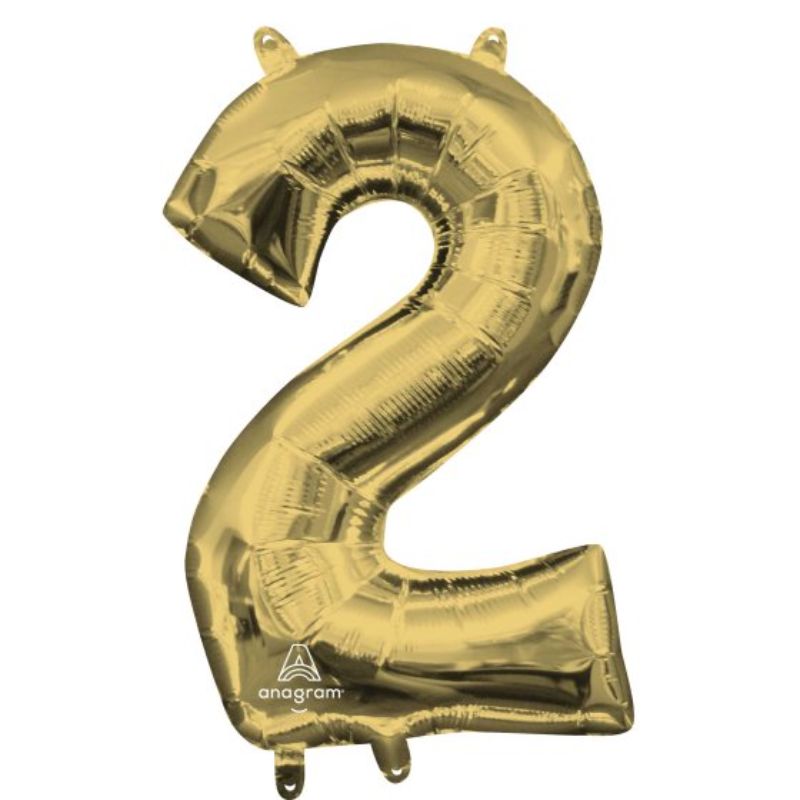 CI: Number 2 White Gold foil balloon, 40cm, elegant design perfect for celebrations and party decorations.