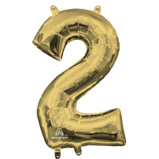 CI: Number 2 White Gold foil balloon, 40cm, elegant design perfect for celebrations and party decorations.