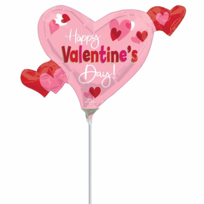 Mini Shape Happy Valentine's Day foil balloon shaped like playful hearts, perfect for festive decorations and celebrations.
