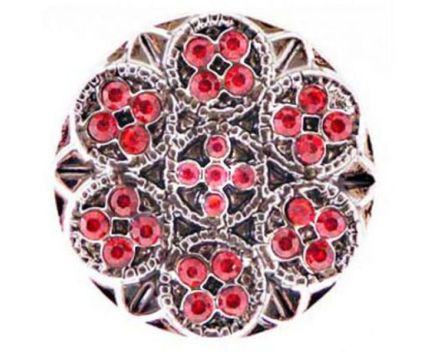 Vibrant red accessory featuring seven unique circles, perfect for stylish and individual expression.