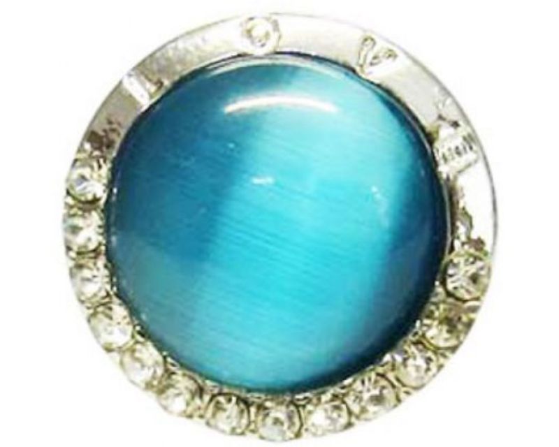 Elegant blue diamond snap with intricate detailing, perfect for personalized jewelry and special occasions.