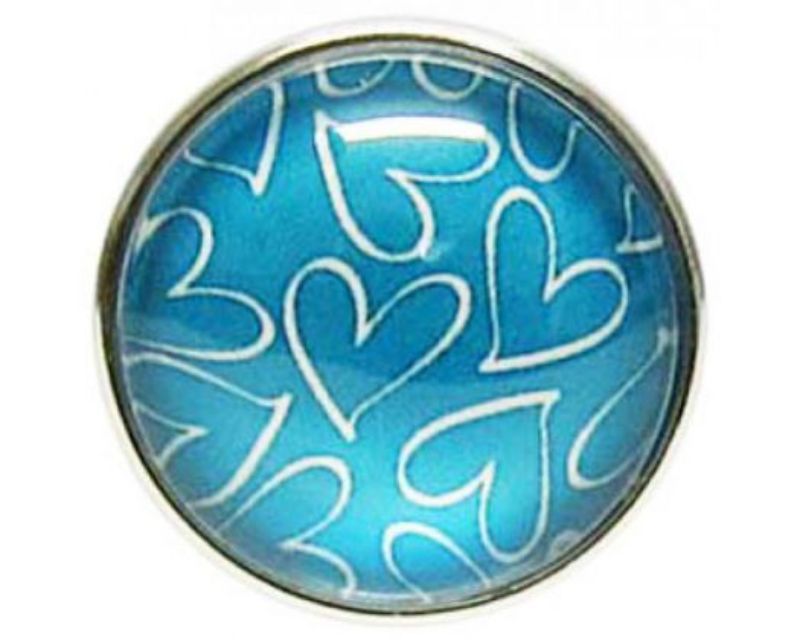 Snaps REDFOX with white hearts on a blue background, stylish and versatile accessory for any outfit.