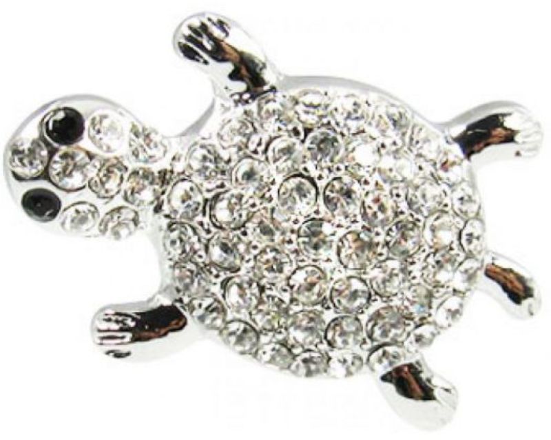 Dazzling Snaps REDFOX Diamante Turtle charm, 26mm long, 17mm wide, adorned with sparkling diamante embellishments.