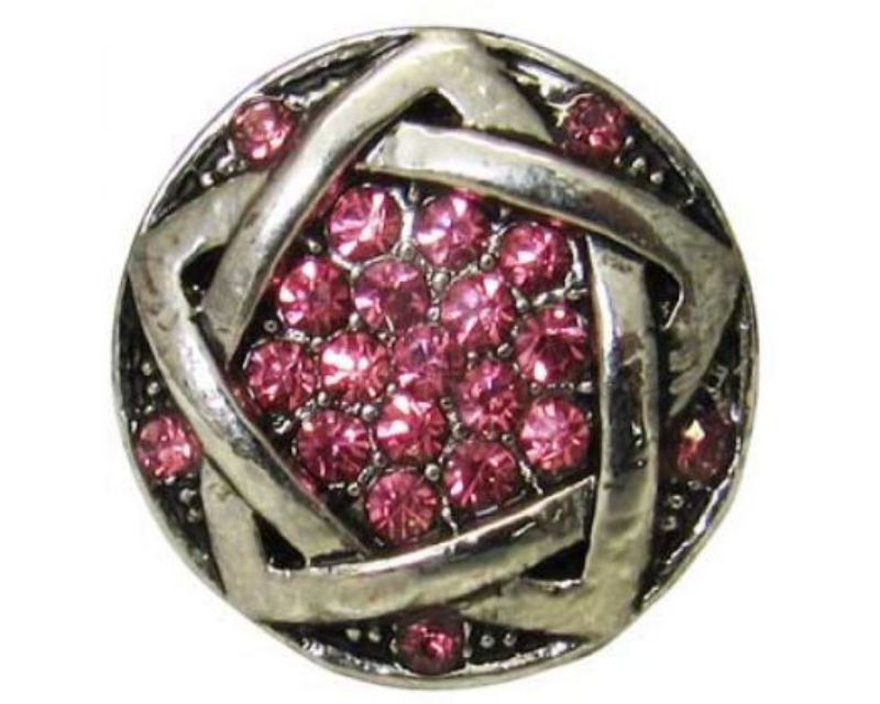 Pink diamante star charm for snap jewelry, adding glamour and personalization to accessories.