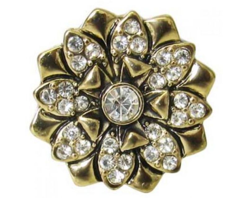 Gold diamante flower snap, a luxurious accessory that adds elegance and sparkle to any outfit.