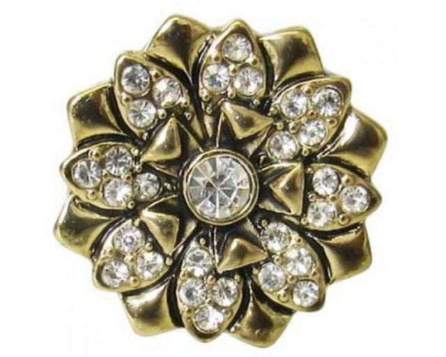 Gold diamante flower snap, a luxurious accessory that adds elegance and sparkle to any outfit.