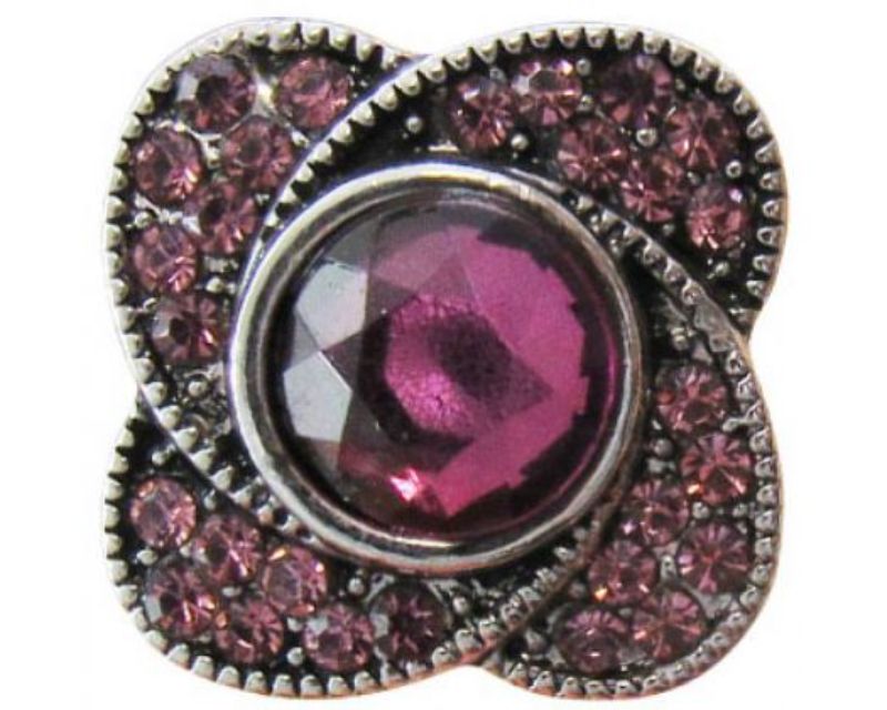 Snaps REDFOX Pink Crystal Flower, a dazzling pink crystal accessory for customizing bracelets and necklaces.