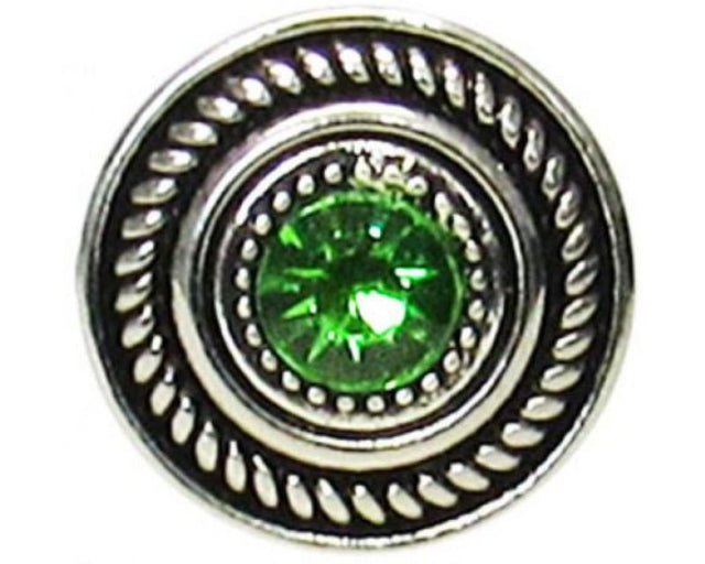 Elegant green Celtic Circle snap, symbolizing unity and eternity, perfect for any jewelry collection.