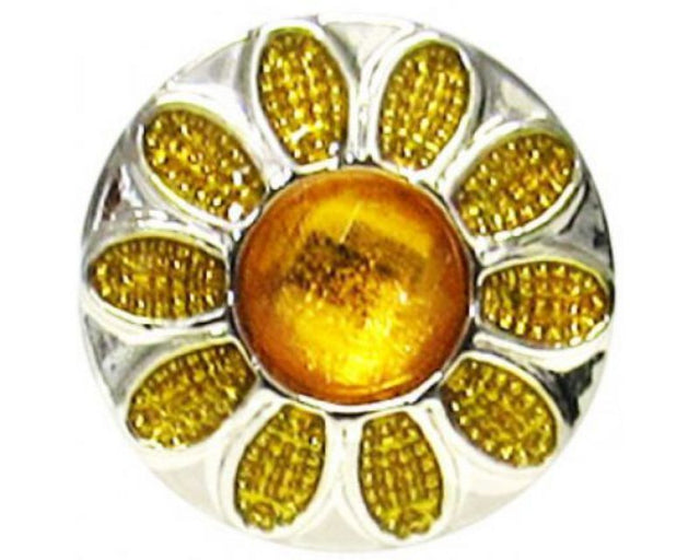 Elegant diamante sunflower snap accessory, perfect for casual or special occasions, adding sparkle to any outfit.