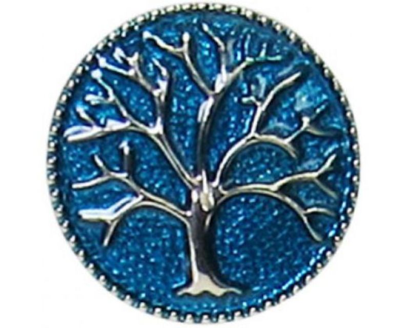 Teal snap featuring a unique Tree of Knowledge design, symbolizing growth and wisdom, perfect for customizing accessories.