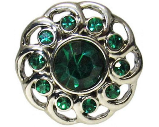Elegant Snaps REDFOX featuring circles adorned with vibrant green diamonds, perfect for stylish jewelry customization.