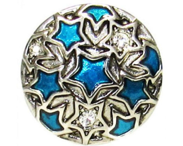 Vibrant blue star-themed snaps for customizing jackets and bags, combining style and durability.