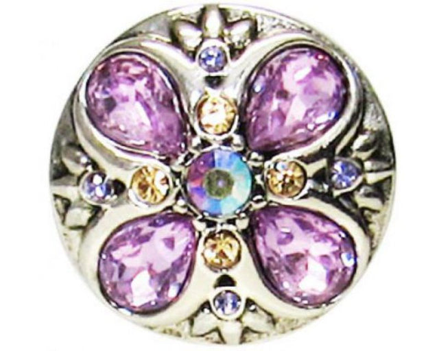 Purple diamante flower accessory, elegant for hair styling at weddings and parties, lightweight and durable design.
