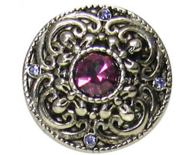 Elegant snap filigree charm featuring a stunning purple diamond accent.