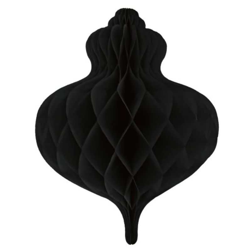 Elegant 40cm black honeycomb bauble decoration for festive decor and holiday parties.