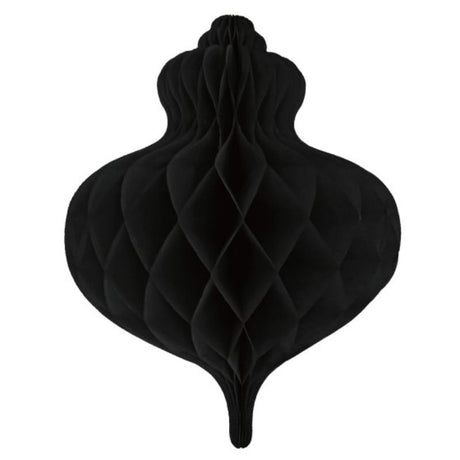 Elegant 40cm black honeycomb bauble decoration for festive decor and holiday parties.