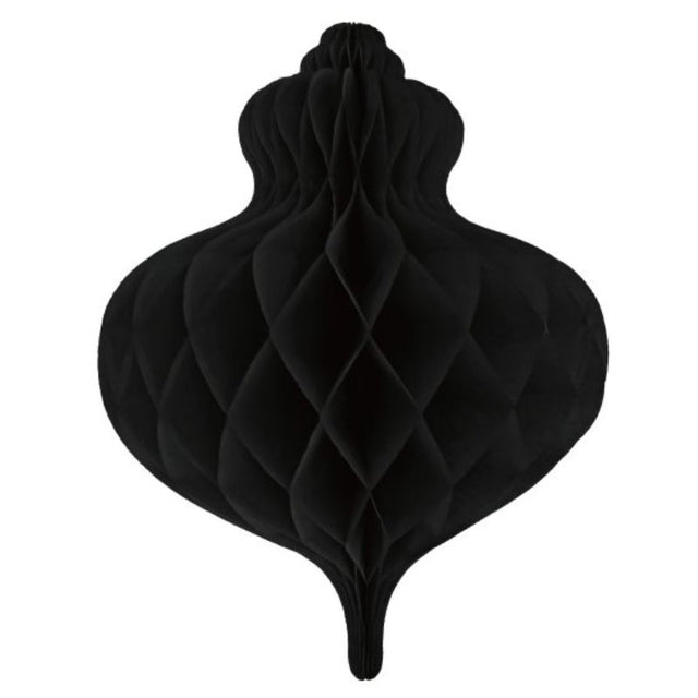Elegant 40cm black honeycomb bauble decoration for festive decor and holiday parties.