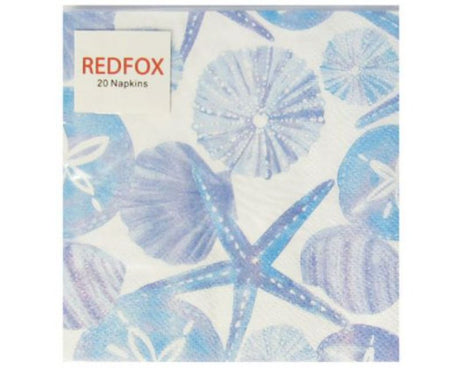 Elegant seashells cocktail napkins in a pack of 20, perfect for coastal-themed gatherings and everyday use.