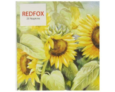 Bright sunflower cocktail napkin, 25x25 cm, 3-ply, perfect for entertaining and everyday use, pack of 20.