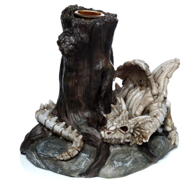 Candlestick Candle Holder - Shadows of Darkness Sleeping Bones Dragon Skeleton