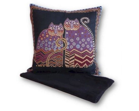 Cushion cover featuring two cats, measures 44cm x 44cm, perfect for adding charm to your decor.