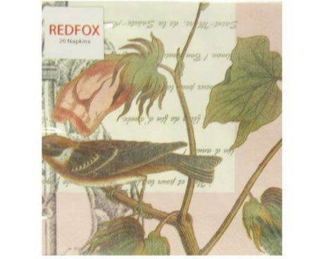 Elegant 3-ply napkin featuring playful finches on branches, perfect for every dining occasion and eco-friendly.