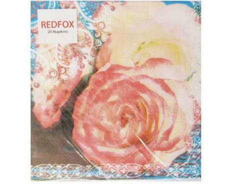 Elegant Old World Rose Napkin, 3-ply, pack of 20, perfect for upscale dining and gatherings.
