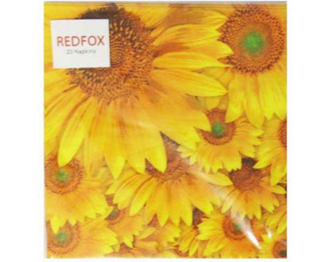Vibrant sunflower-themed napkin set, 20 high-quality 3-ply eco-friendly napkins for stylish dining.