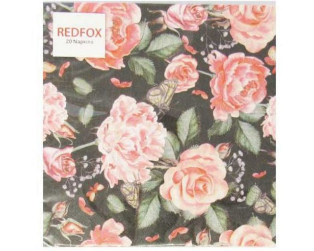 Elegant napkin featuring roses and butterflies, perfect for enhancing any dining occasion with vibrant, eco-friendly design.