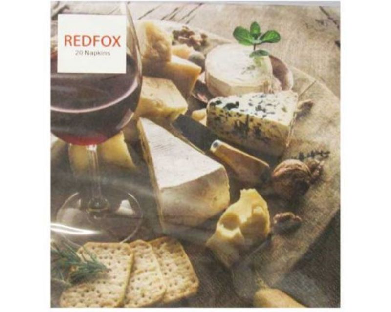 Elegant 3-ply Cheese Board Napkin, vegan-friendly, perfect for gatherings, sealed for freshness and printed with food-safe ink.