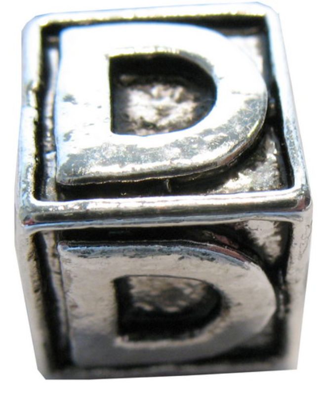 Cherish Beads - Letters - PACKOF 4 Square Metal D