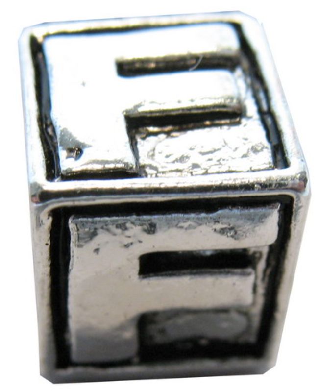Cherish Beads - Letters - PACKOF 4 Square Metal F