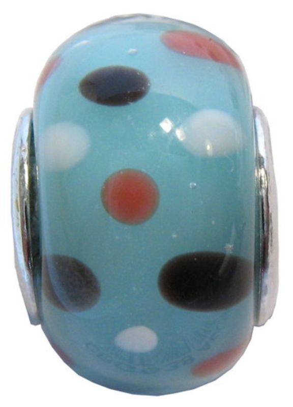 Cherish Beads - Glass - Aqua W/ Multi Dots 4/Pk