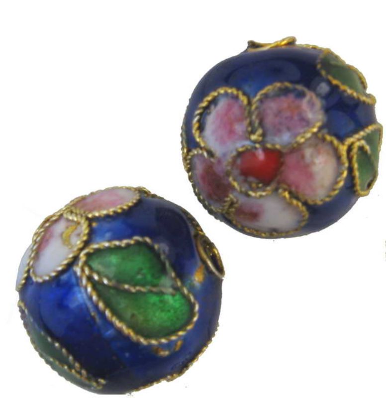 Beads - Cloisonne - 12mm Bead 6pcs  - Set of 2