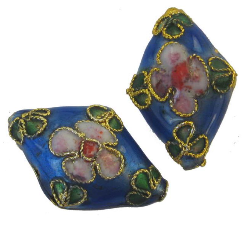 Beads - Cloisonne - 20x14mm Diamond 6pc  - Set of 2