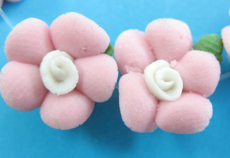 Beads - Fancy Beads - Flower 6pc  - Set of 5  PINK