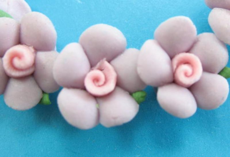 Beads - Fancy Beads - Flower 6pc  - Set of 5  PURPLE