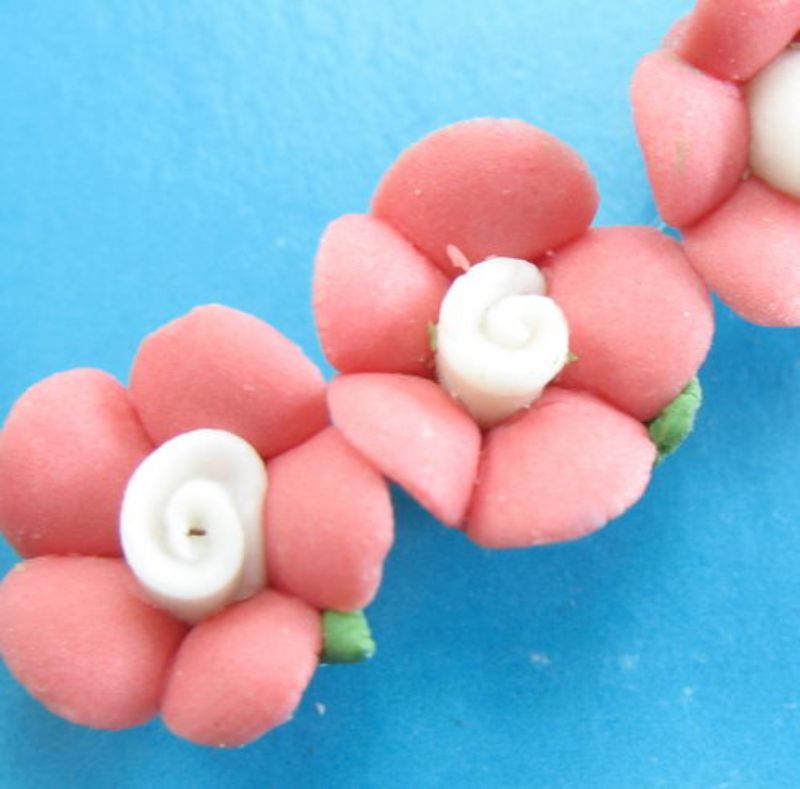 Beads - Fancy Beads - Flower 6pc  - Set of 5  RED