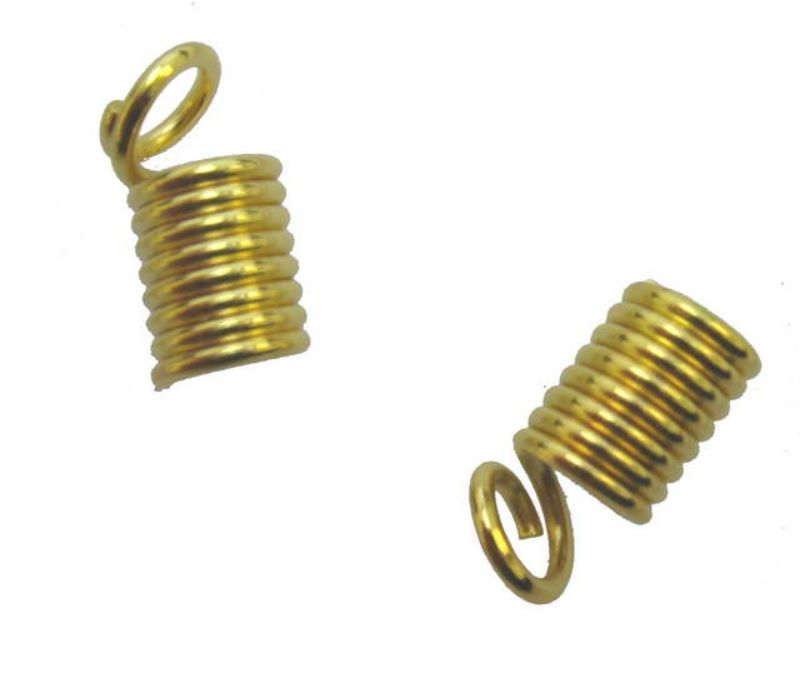 Findings - Connectors &Bails - 4x6mm Lthr Coil End 50pc Gold  - Set of 2