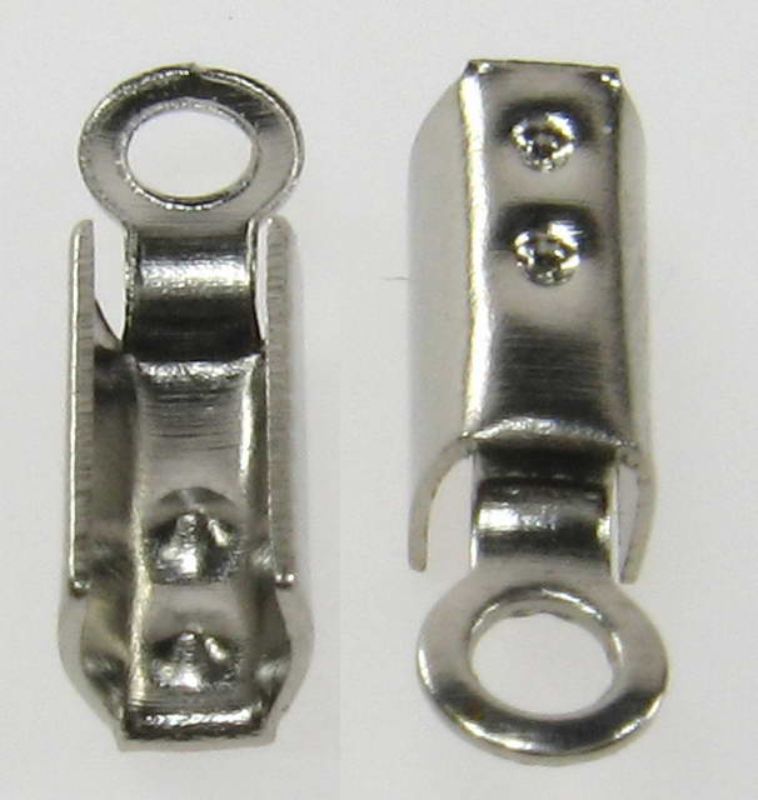 Findings - Crimps - 7x3mm Leather Crimp120pc Chrom  - Set of 2