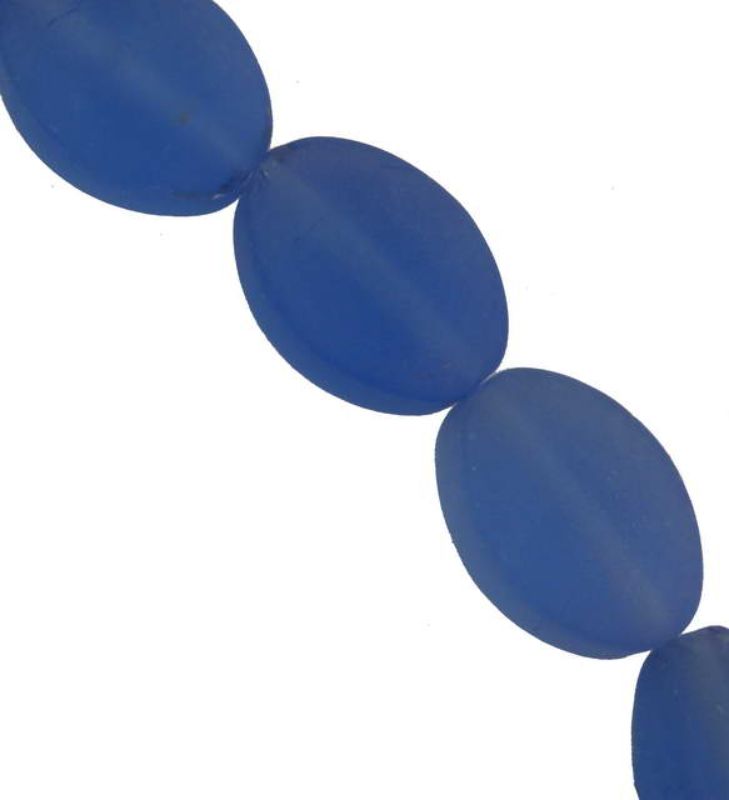 Beads - Glass Frosted Beads - 13x9x5.5 Flat Oval Glass 30pc  - Set of 2