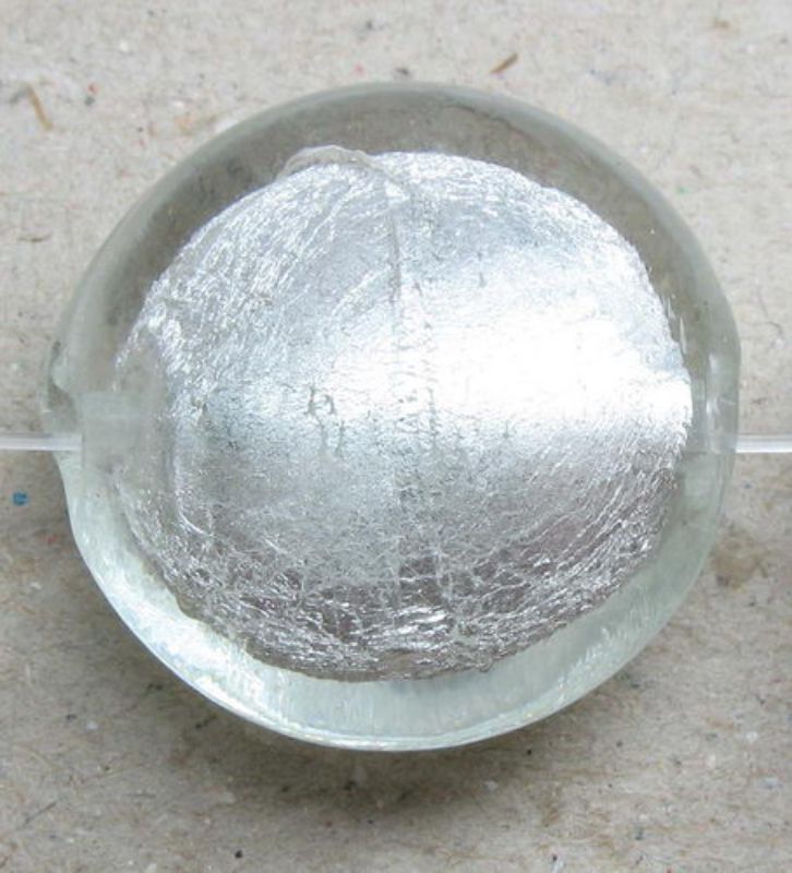 Beads - Glass Foil Beads - 19x20x11 Rd Flat Foil 2beads  - Set of 5