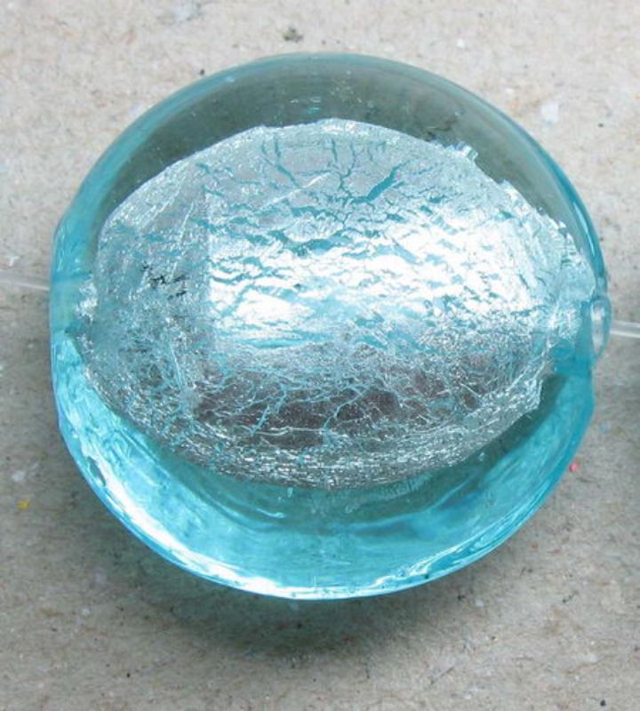 Beads - Glass Foil Beads - 19x20x11 Rd Flat Foil 20pcs LT BLUE - Set of 2