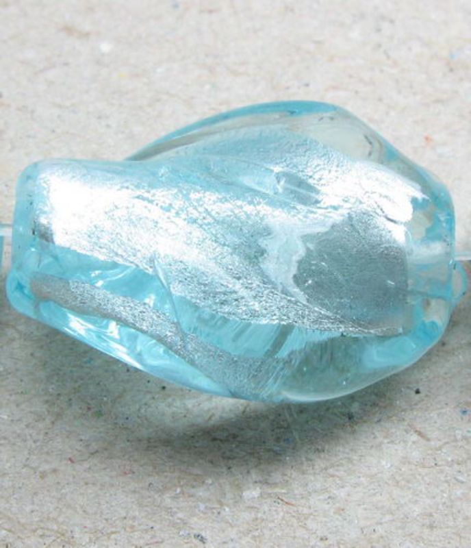 Beads - Glass Foil Beads - 14x13 Glass Foil Twist 4beads  - Set of 3  LT BLUE