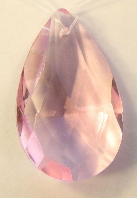 Beads - Glass Pendants - 27x15x13 Faceted Teardrop  - Set of 3  PINK