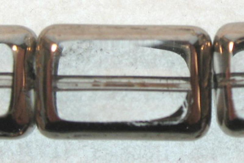 Beads - Glass Foil Beads - 8x12x4 Rect.Foil Edge 5pc  - Set of 3  CLEAR