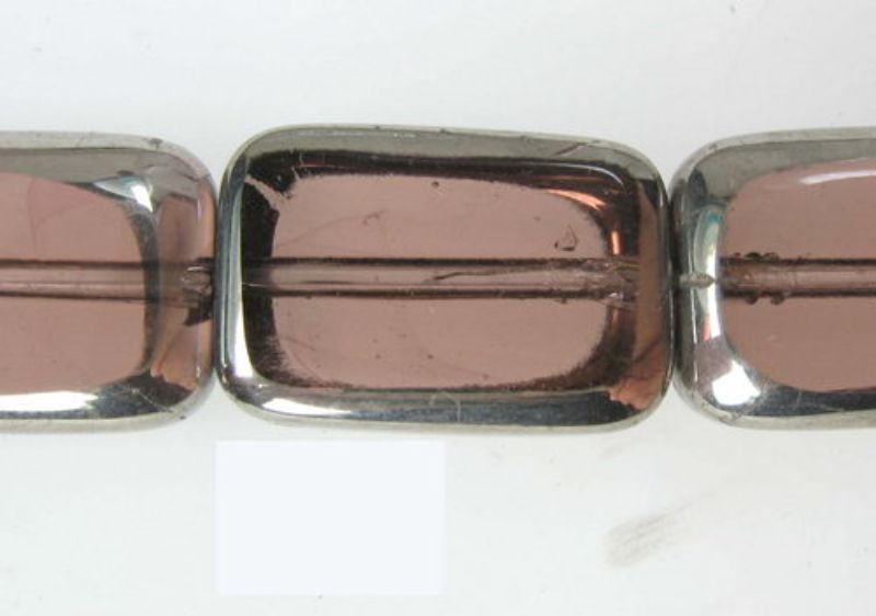 Beads - Glass Foil Beads - 8x12x4 Rect.Foil Edge 5pc  - Set of 3
