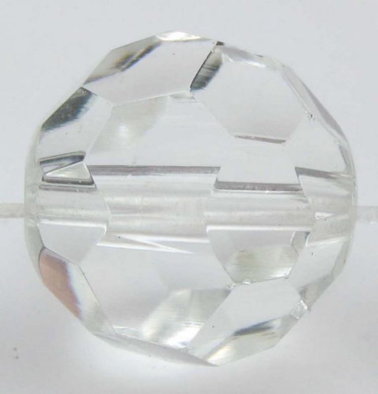 Beads  - Glass - 14mm 3pcs Faceted  - Set of 10  CLEAR